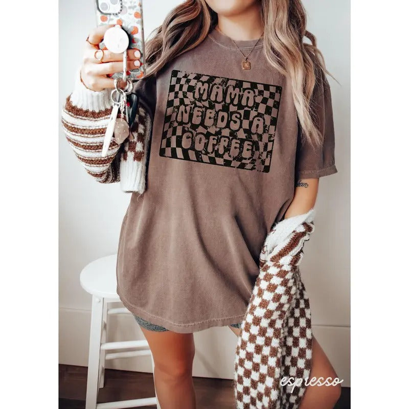 Checkered Mama Shirt Retro Mama Shirt Mothers Day Gift Mom Life Shirt Motherhood Shirt Mom Sweatshirt Mom Gift Coffee Hoodie
