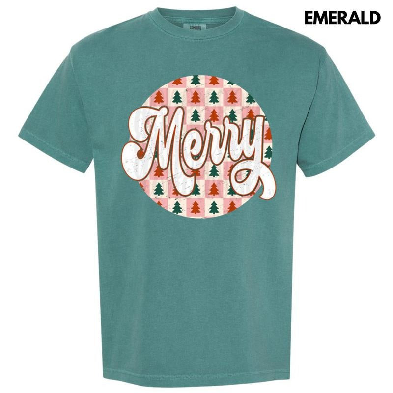 Checkered Merry Circle Comfort Colors T-Shirt Hoodie Sweatshirt | PrintMintTees.com