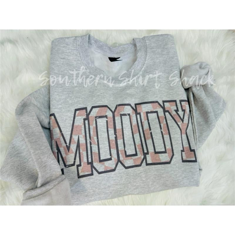 Checkered Moody Sweatshirt | Ash Gray Shirt Hoodie | PrintMintTees.com