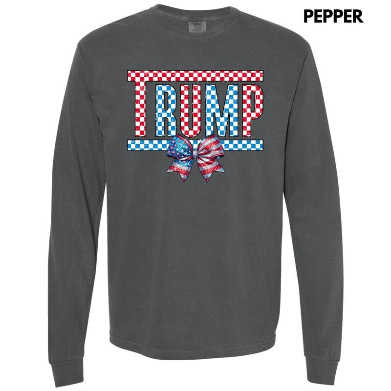 Checkered TRUMP Long Sleeve Comfort Colors T-Shirt 'NLB' Hoodie Sweatshirt | PrintMintTees.com