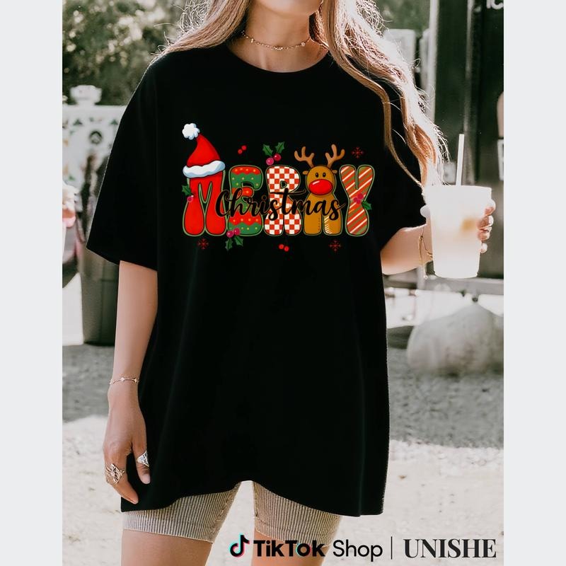 Cheerful Holiday Spirit Printed Soft T-Shirt with Multi-Color Christmas Design Hoodie Sweatshirt | PrintMintTees.com