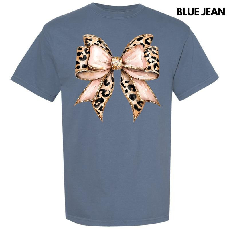 Cheetah Faux Glitter Bow Comfort Colors T-Shirt 'NLB' Hoodie Sweatshirt | PrintMintTees.com