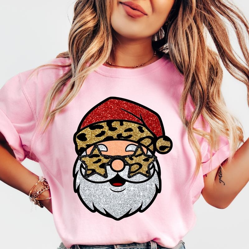 Cheetah Leopard Santa Shirt~ Unisex Apparel Relaxed Fit Printed In The USA Clothing Womenswear Casual Comfort Cotton Top...