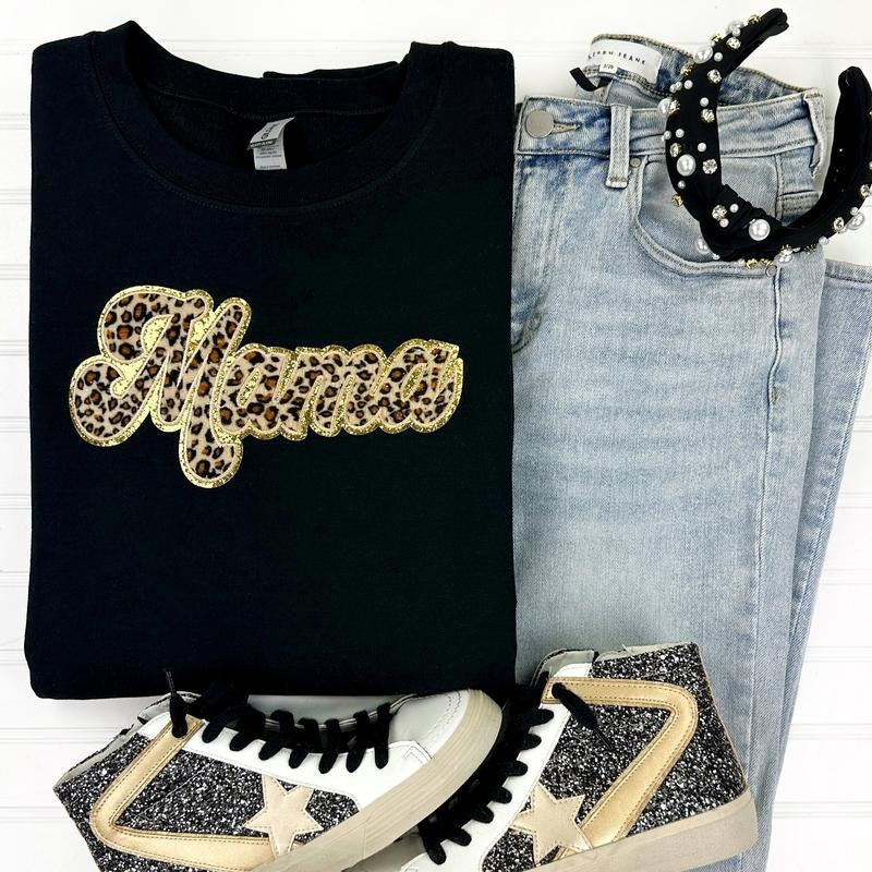 Cheetah Mama Chenille Patch Sweatshirt T-Shirts, Hoodie | PrintMintTees.com