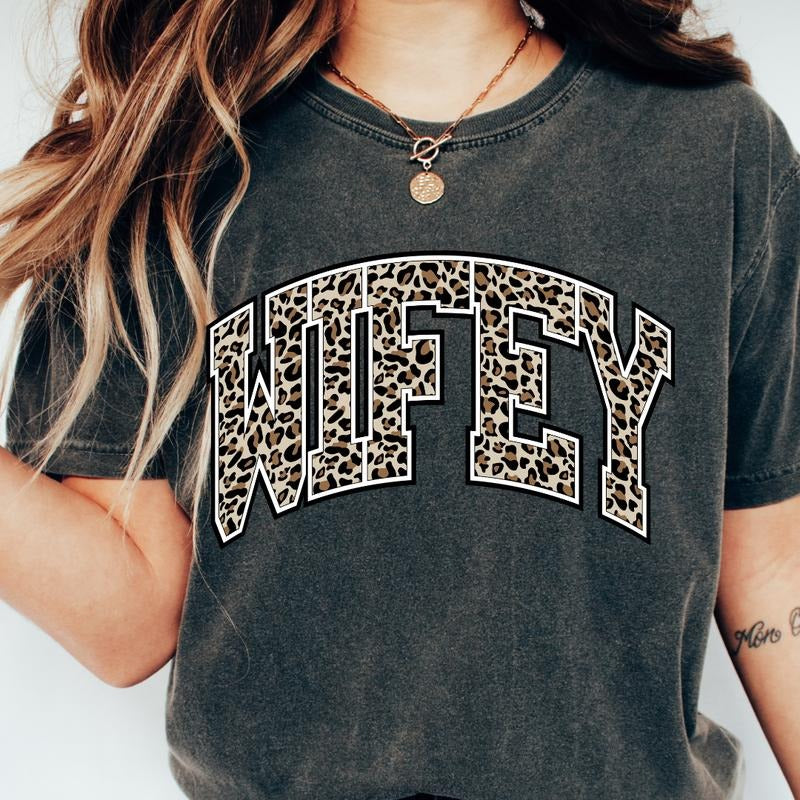 Cheetah Wifey Shirt, Wife Shirt, Just Married Shirt, In My Wifey Era Shirt, Custom Wifey Shirt, Trendy Comfort Colors...