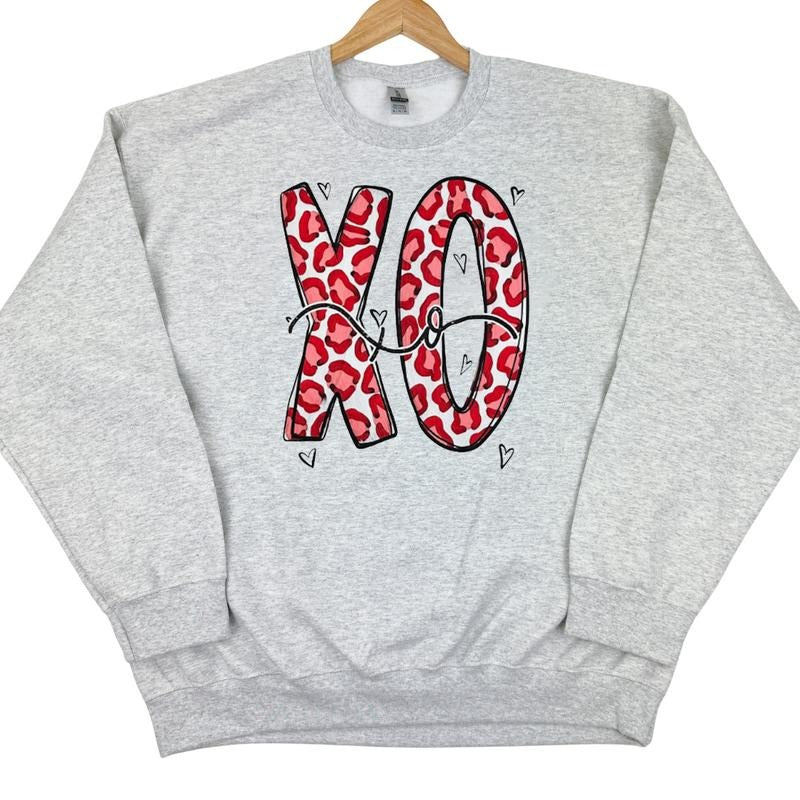 Cheetah XOXOXO Gildan Sweatshirt -- ASH GREY Shirt Hoodie | PrintMintTees.com