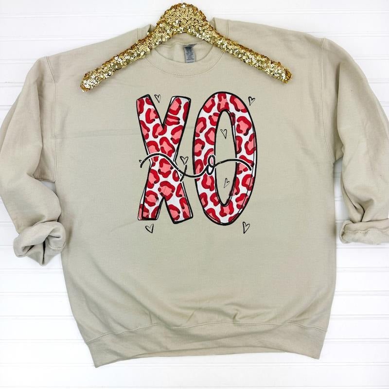 Cheetah XOXOXO Gildan Sweatshirt -- SAND T-Shirts, Hoodie | PrintMintTees.com