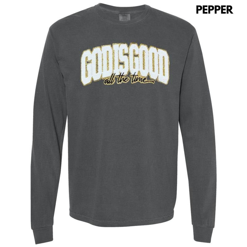 Chenille God Is Good Patch Long Sleeve Comfort Colors T-Shirt Hoodie, Sweatshirt | PrintMintTees.com