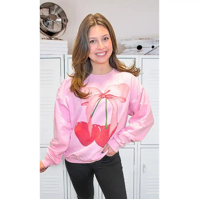 Cherry Bow Graphic Sweatshirtstyle{n002}2 Shirt Hoodie Sweatshirt | PrintMintTees.com