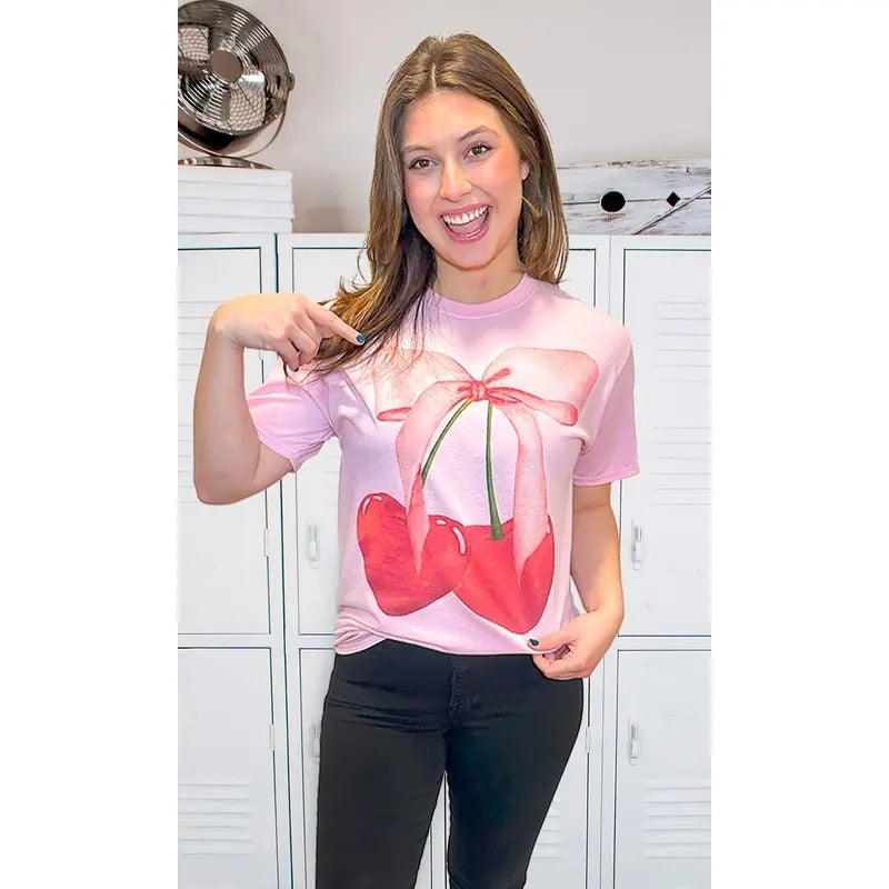 Cherry Bow Graphic T-Shirt Hoodie Sweatshirt | PrintMintTees.com