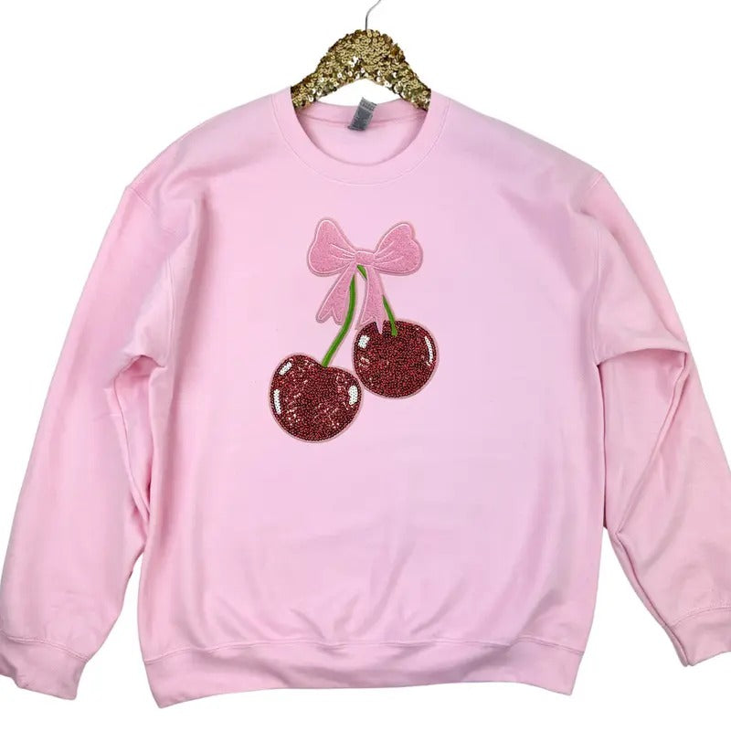 Cherry Coquette Patch Sweatshirt T-Shirts, Hoodie | PrintMintTees.com
