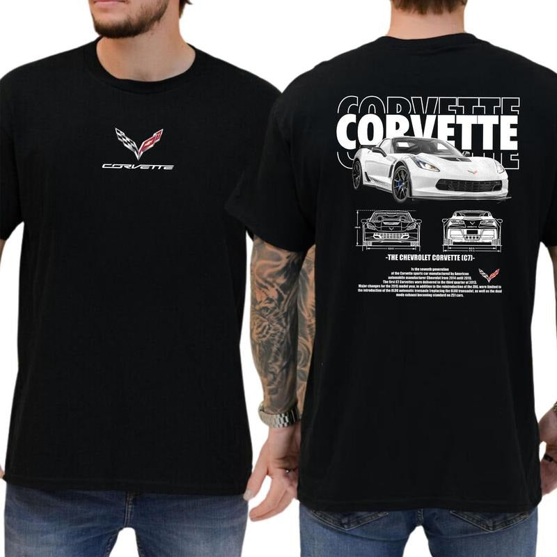Chevrolet Corvette C7 Car Crewneck T-shirt Chevrolet Shirt Soft Fabric Short Sleeve Shirt Hoodie Sweatshirt