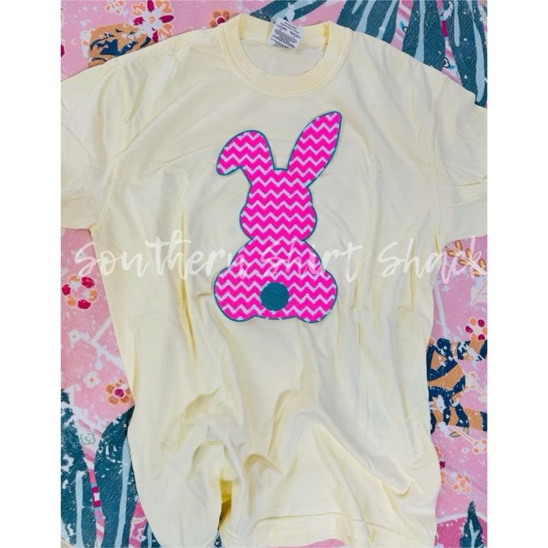 Chevron Sequin Bunny T shirt  | Easter T Shirt |  Banana comfort colors T shirt Hoodie Sweatshirt | PrintMintTees.com