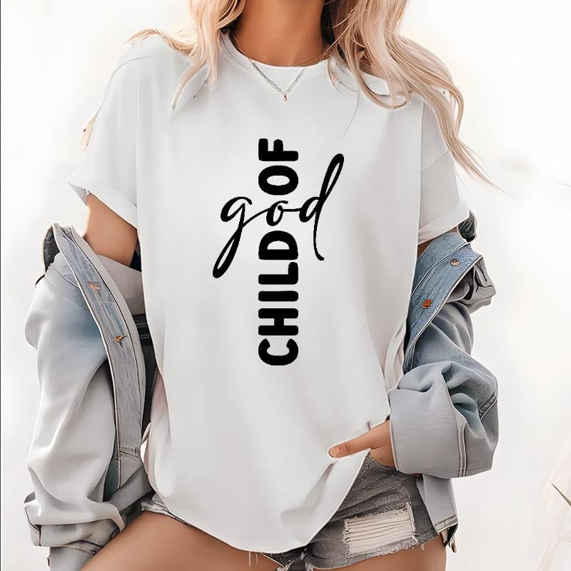 Chic Women's T - Shirt with Vertical "CHILD OF GOD" Stylish Lettering style 02 Hoodie Sweatshirt | PrintMintTees.com