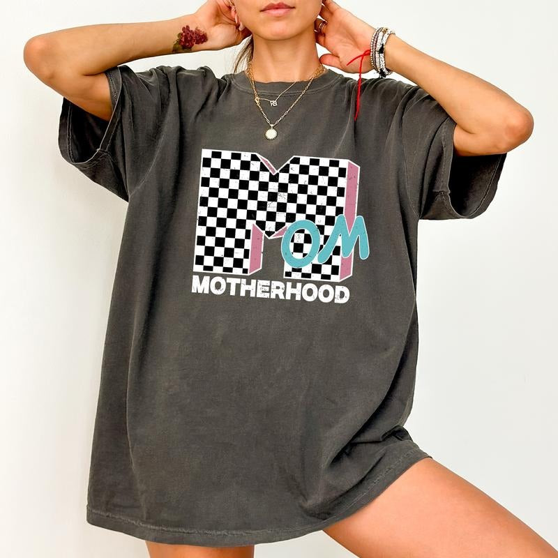 ChicCotton Checkered Mom Comfort Colors Shirt, Motherhood T-shirt, Mom Life Graphic Tee, 90s Mama Clothing, Gift For...