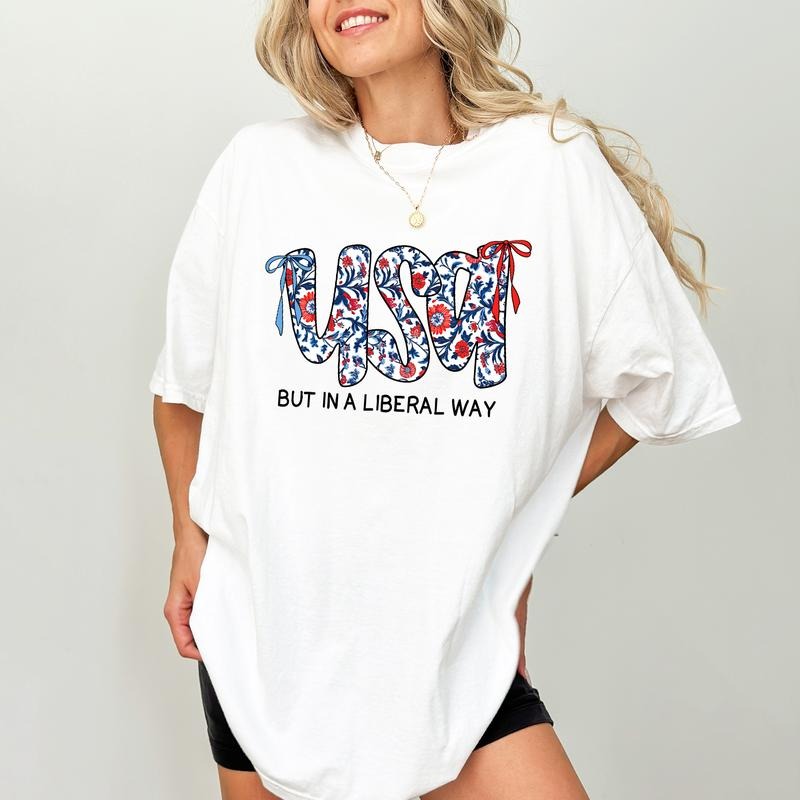 ChicCotton Coquette USA Comfort Colors Shirt, 4th Of July T-shirt, USA But In A Liberal Way Graphic Tee, Memorial Day...