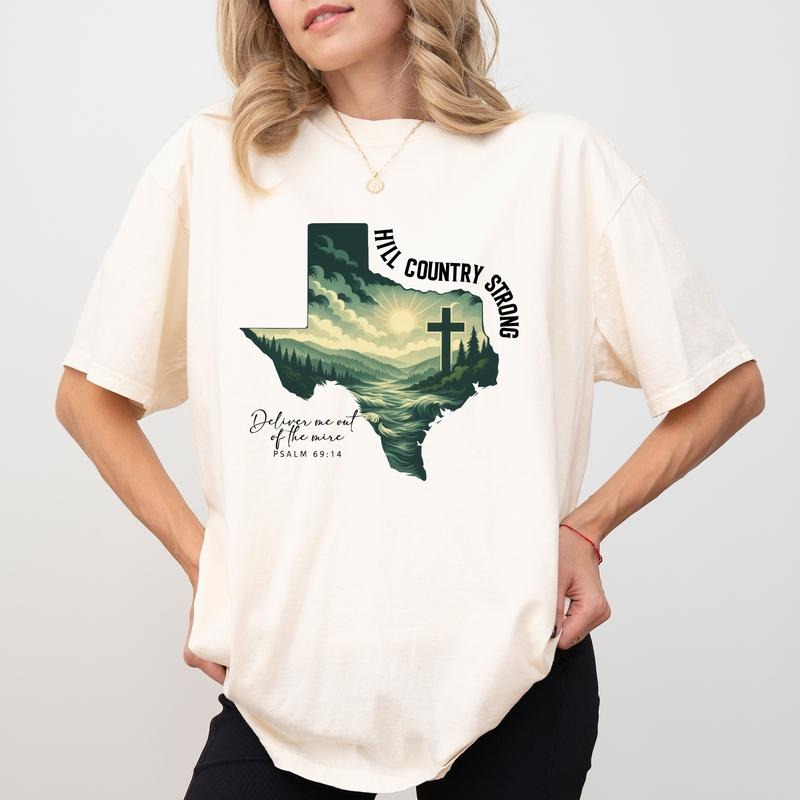 ChicCotton Hill Country Strong Comfort Colors Shirt, Pray For Texas T-shirt, Faith Based Graphic Tee, Delivery Me Out Of...