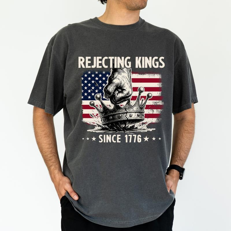 ChicCotton Rejecting Kings Since 1776 Comfort Colors No Kings America Anti MAGA Shirt Resist Activism Shirt T-Shirts, Hoodie, Sweatshirt