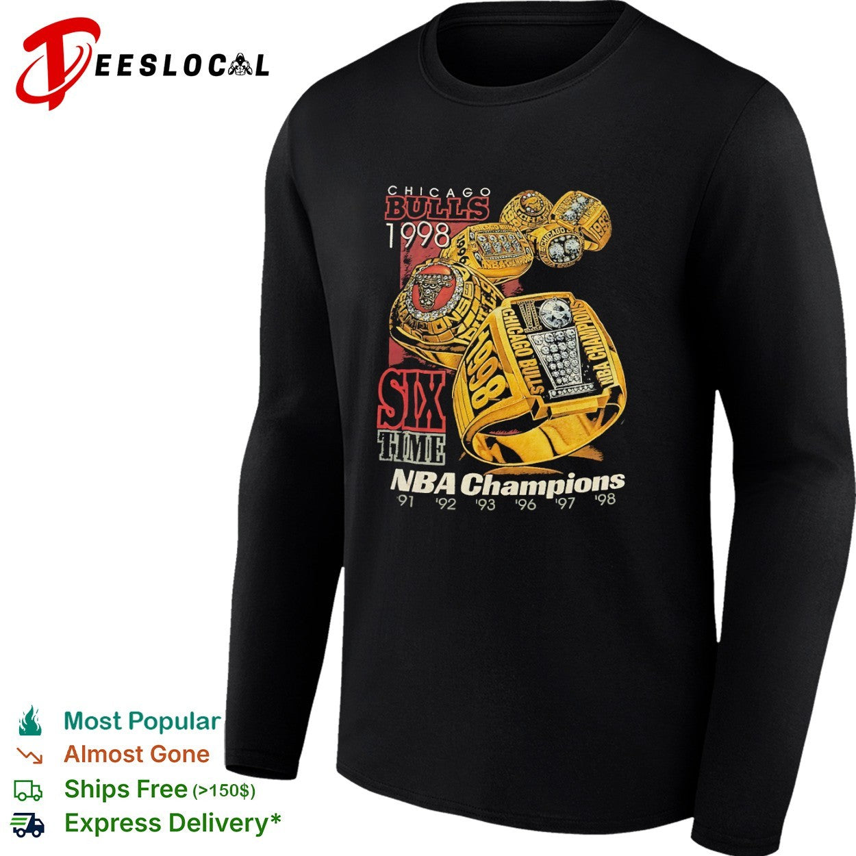 Chicago Bulls six time NBA champions rings shirt