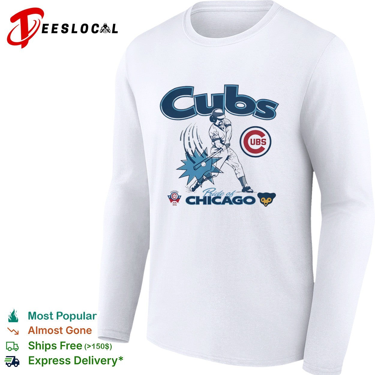 Chicago Cubs Pride of Chicago 1876 1976 Baseball MLB Batter Team Logo shirt