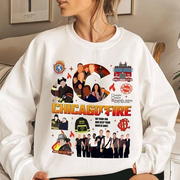Chicago Fire Doodle Art Shirt Matthew Casey Kelly Severide Shirt Chicago Firehouse 51 Shirt Hoodie Sweatshirt