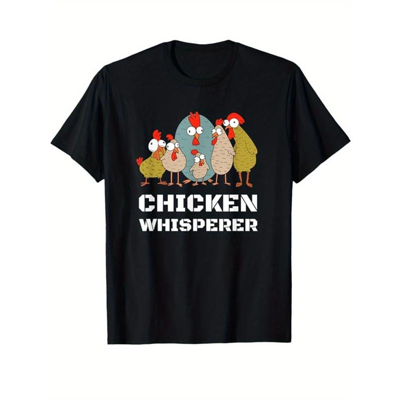 Chicken Print Men's Cotton T-shirt, Casual Short Sleeve Crew Neck T-shirt, Men's Tee For Outdoor made in usa Hoodie...