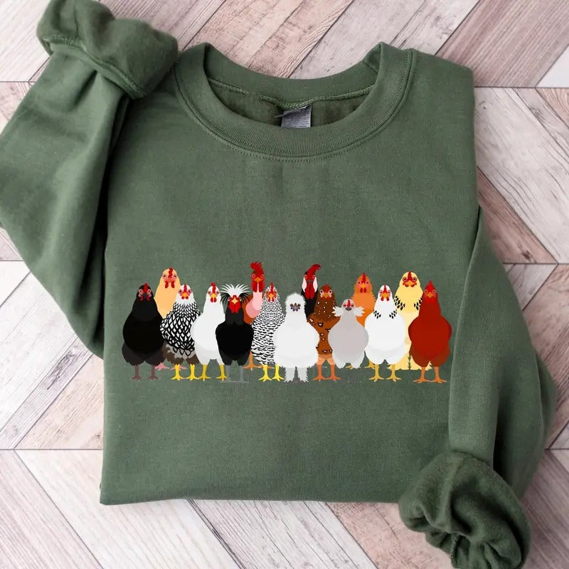 Chicken Sweatshirt Mothers Day Chicken Sweatshirt Women Chicken Sweatshirt Love Chickens Animal Sweatshirt Funny Farmer...