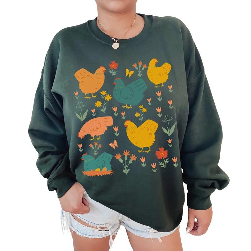 Chicken Sweatshirt, Farm Crewneck, Chicken Lover Sweater, Farmcore Aesthetic Farmlife Top, Unisex Sweatshirt, Gifts For...