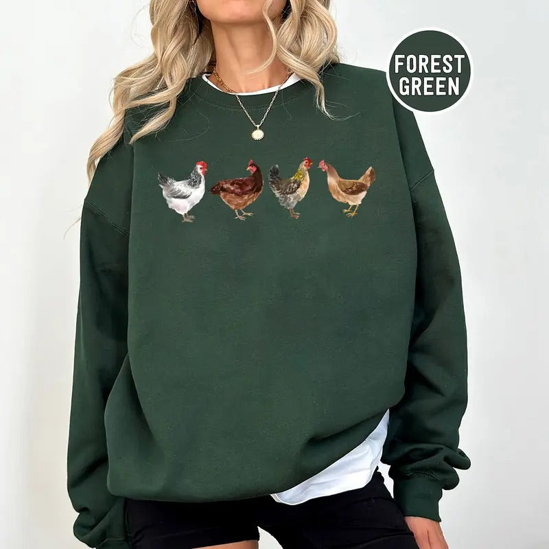 Chickens Crewneck Sweatshirt, Hoodie, T-shirt | PrintMintTees.com