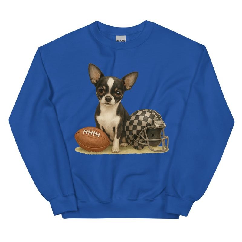 Chihuahua Black and White Football Sweatshirt