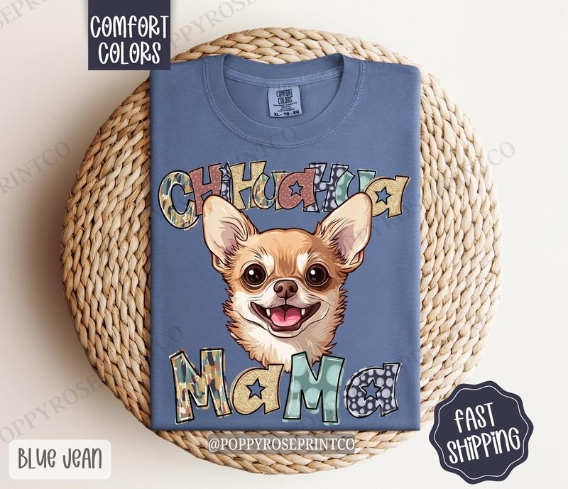 Chihuahua Mama Comfort Colors, Dog Mom Tee, Cute Mama Women's Tshirt Hoodie, Sweatshirt | PrintMintTees.com