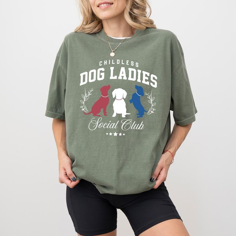 Childless Dog Ladies Social Cub Comfort Colors Shirt, Dog Ladies Graphic Tee, Dog Mom Unhinged Shirt, 2024 T-shirt For...