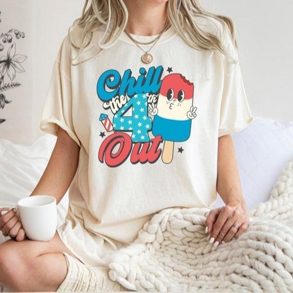 Chill The Fourth Out Tshirt, 4th Of July Shirt, Independence Day TShirt, 4th July Ice Cream Shirt,Fourth of July...