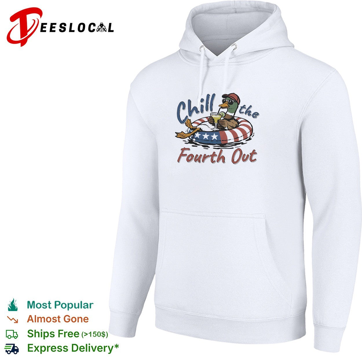 Chill the Fourth Out Mallard Duck American Flag Pool shirt