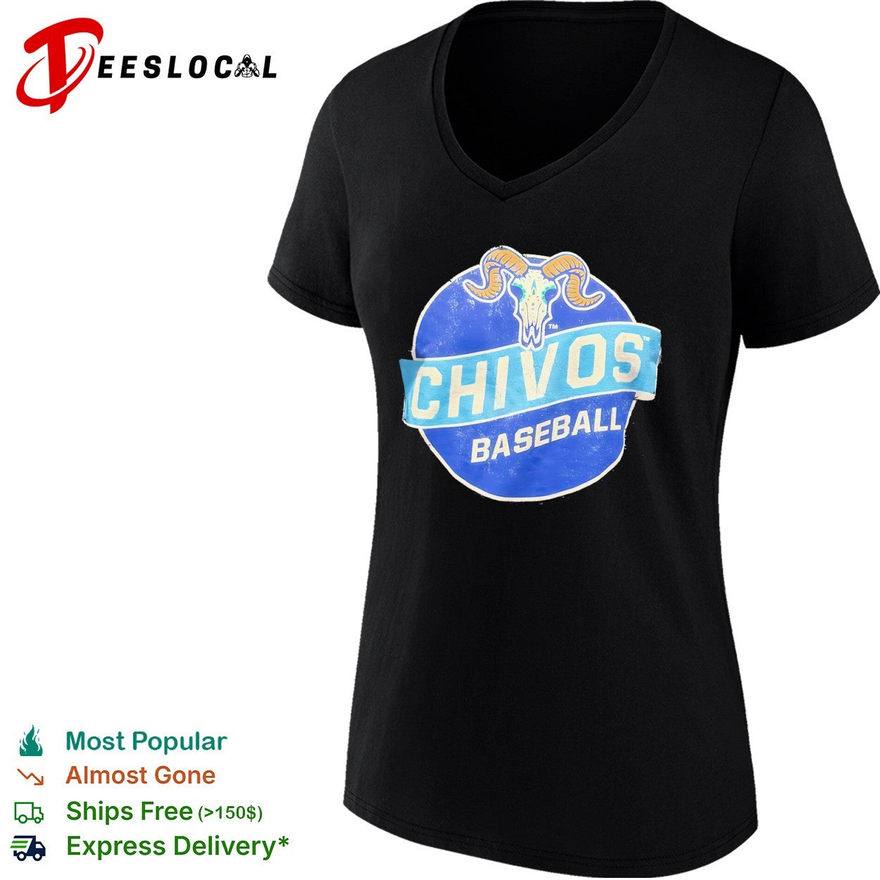 Chivos Baseball ram skull vintage logo shirt