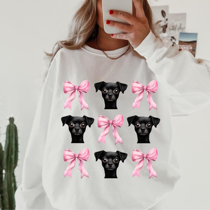 Chiweenie With bows Sweatshirt ~ Sweatshirt Unisex Apparel Relaxed Fit Printed in the USA Clothing Womenswear Casual and...