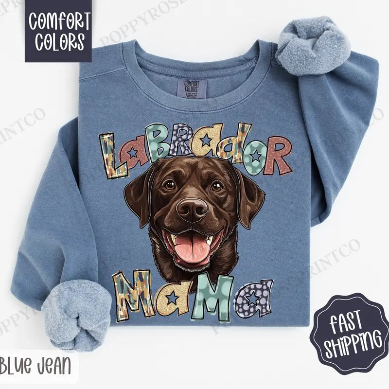 Chocolate Labrador Mama Comfort Colors Brown Lab Mama Cute Dog Mom T-Shirts, Hoodie, Sweatshirt