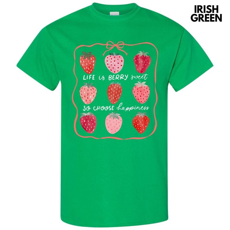 Choose Happiness Strawberry Collage Gildan Short Sleeve T-Shirt 'NLB' Hoodie Sweatshirt | PrintMintTees.com