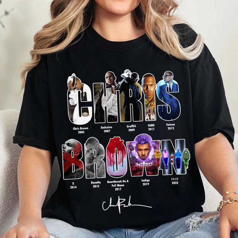 Chr1s Br0wn Shirt - 11 11 Tour 2024 Concert  Music Album Print Short Sleeve T-Shirt Vintage 90s Music Tee Merch Men Women...