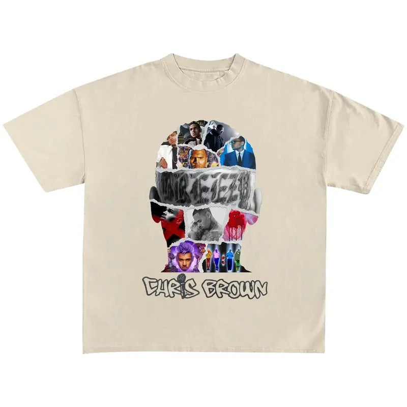 Chr1s Br0wn Shirt Music Album Print Short Sleeve Vintage 90s Music Menswear Top Shirt Hoodie Sweatshirt
