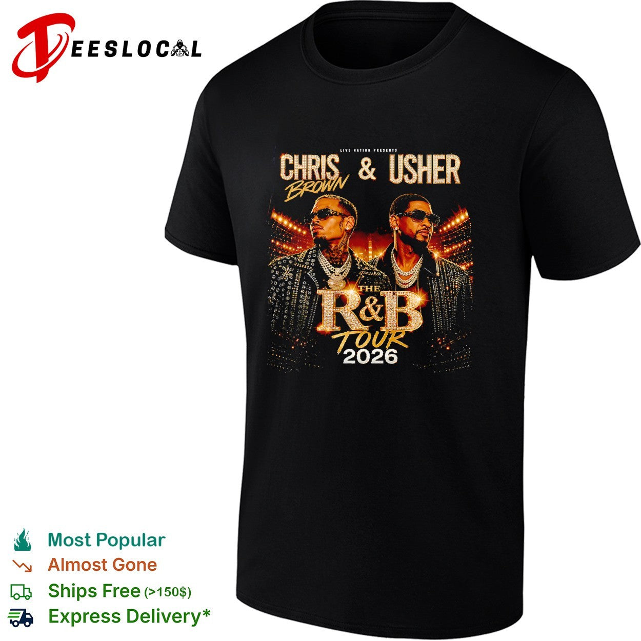 Chris Brown and Usher RnB tour 2026 shirt