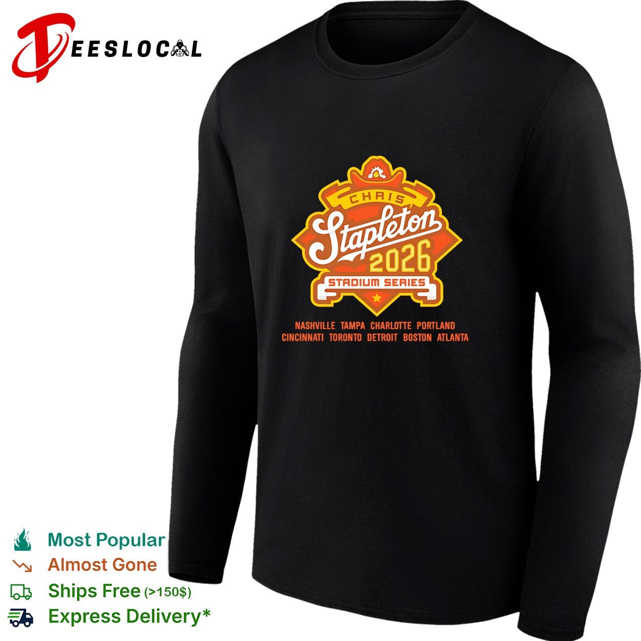 Chris Stapleton 2026 stadium series tour cities shirt
