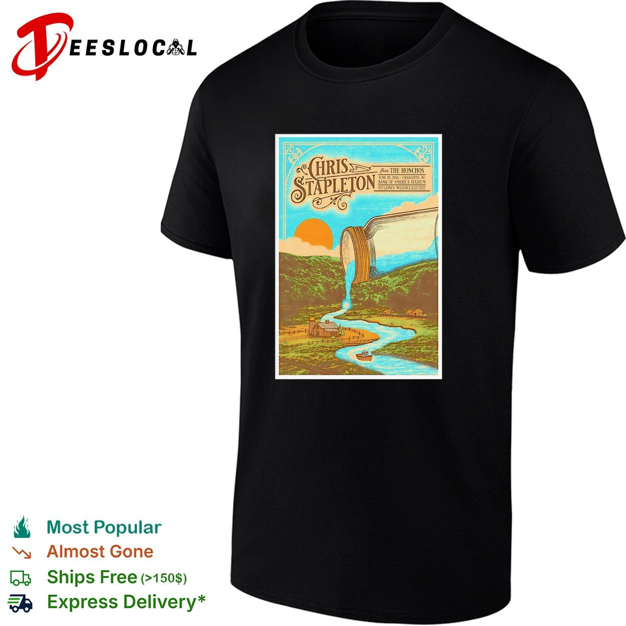 Chris Stapleton From the Benches Charlotte waterfall poster shirt