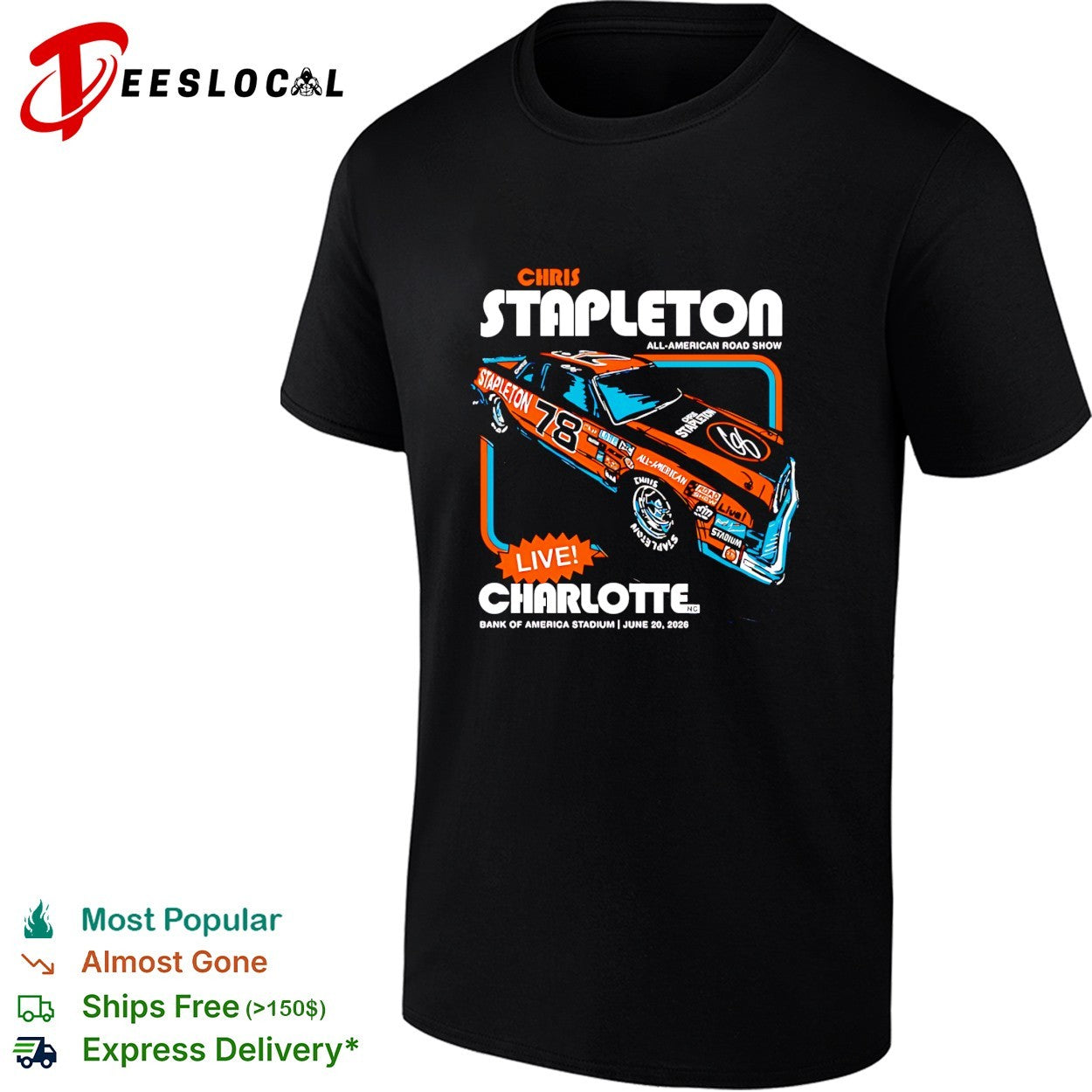 Chris Stapleton all American road show Charlotte 2026 shirt