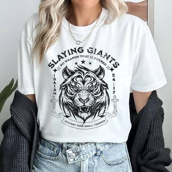 Christian Bible Verse Religious Slaying Giants Shirt Bible Verse shirt Religious Shirt, Jesus Shirt Christian Gift Hoodie...