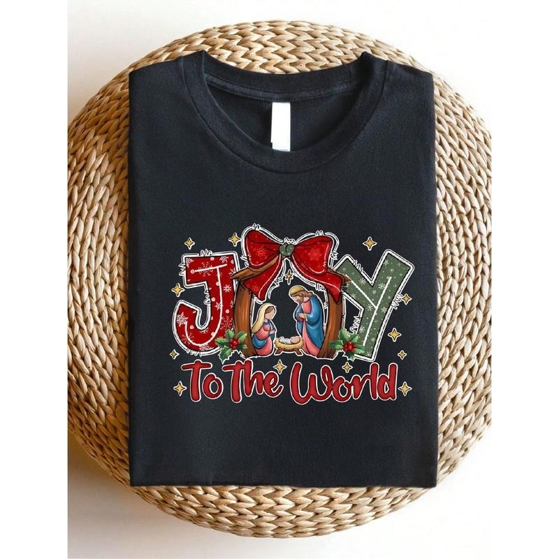 Christian Christmas T-Shirt, Jesus Short Sleeve Tee, Retro Christmas Nativity Scene Shirts Hoodie Sweatshirt
