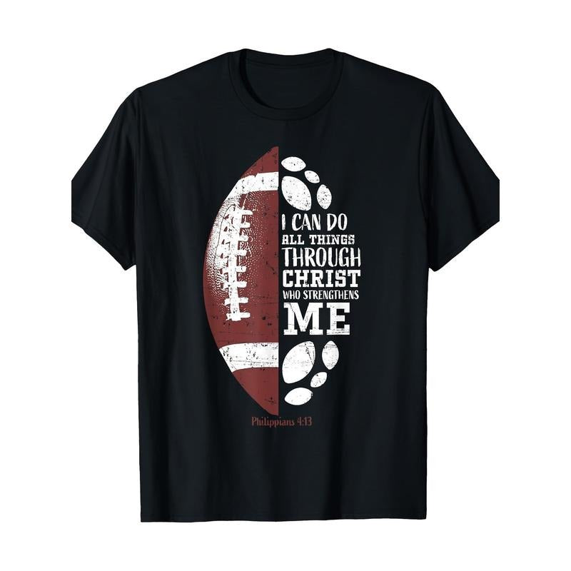 Christian Football Gifts Teen Boys Kids Men Religious Verse T-Shirt, Men's T-Shirt, 220g made in usa Hoodie Sweatshirt