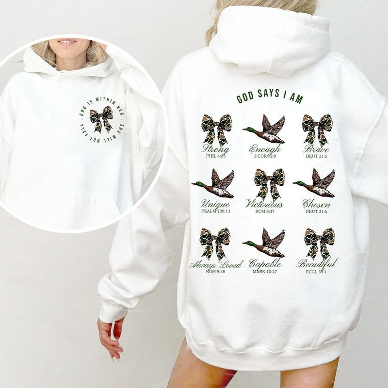 Christian God Say I Am Camo Mallard Hunting Two-sides Hoodie - Sweater