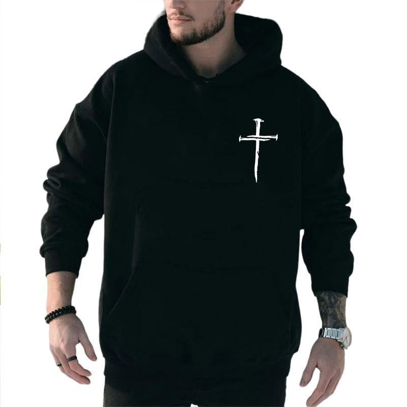 Christian Minimalist Three Nails Cross Religious Jesus Crist Graphic Hoodie Fleece Fabric Casual Hooded Sweatshirt Trendy...