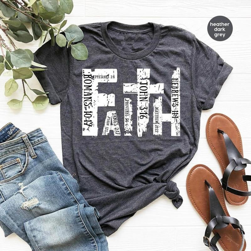 Christian Shirt Bible Verse T-shirt Religious Outfit Retro Faith T Shirt Christian Cross Graphic Tees Genderneutral Adult...